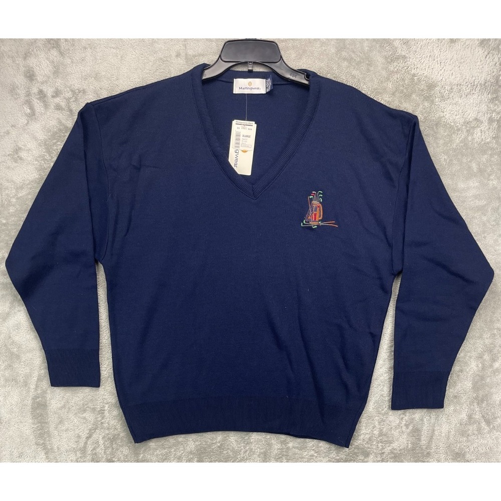 NWT VTG Munsingwear Mens‎ Sweater XL Navy V-Neck Acrylic Golf DEADSTOCK